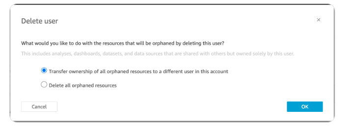 QuickSight resource transfer