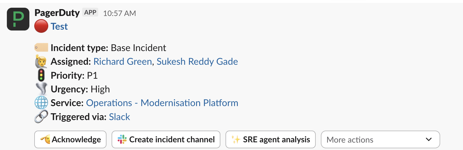 PagerDuty incident notification posted in ask-modernisation-platform Slack channel